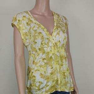 Banana Republic yellow and white patterned top